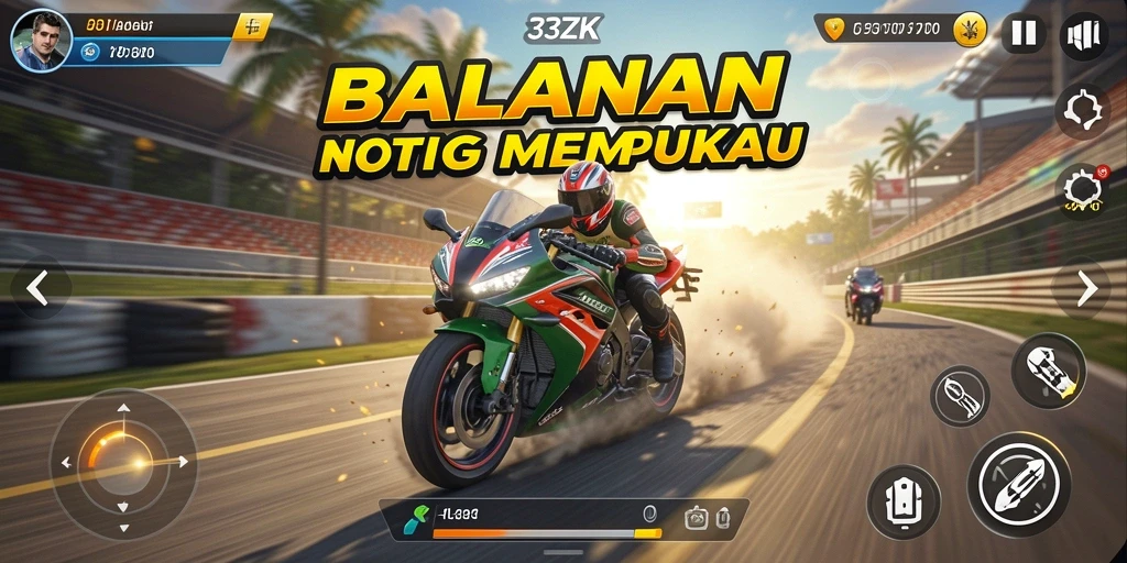 Tampilan menarik dari gameplay balapan motor di 33ZK.