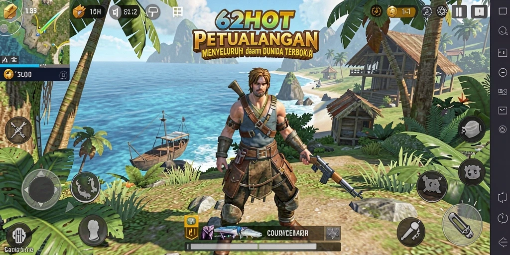 Tangkapan layar gameplay 62HOT yang menunjukkan petualangan Open World yang seru.