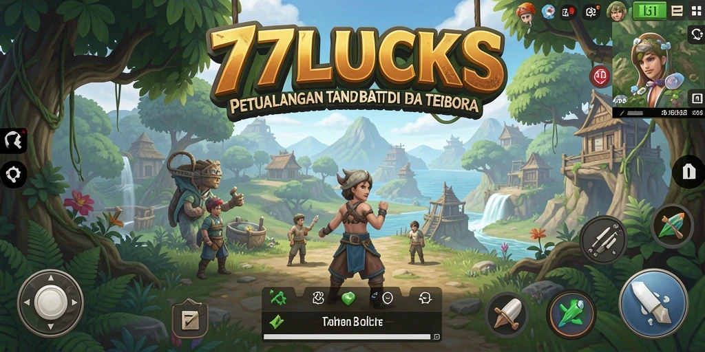 Screenshot gameplay <strong>77LUCKS</strong> menampilkan petualangan di dunia terbuka yang luas.