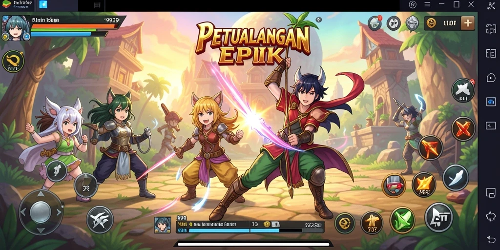 Tampilan gameplay anime yang penuh warna dan aksi seru.