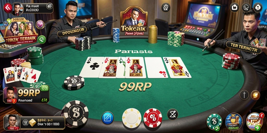 Tangkapan layar utama 99RP menampilkan aksi mendebarkan permainan Poker.