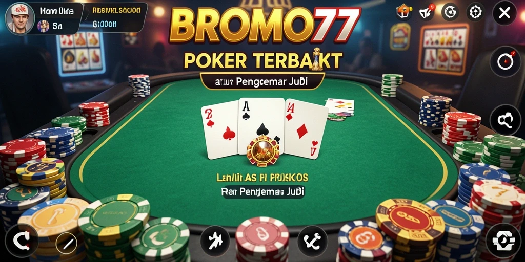 Tampilan gameplay Poker yang mendebarkan di BROMO77.