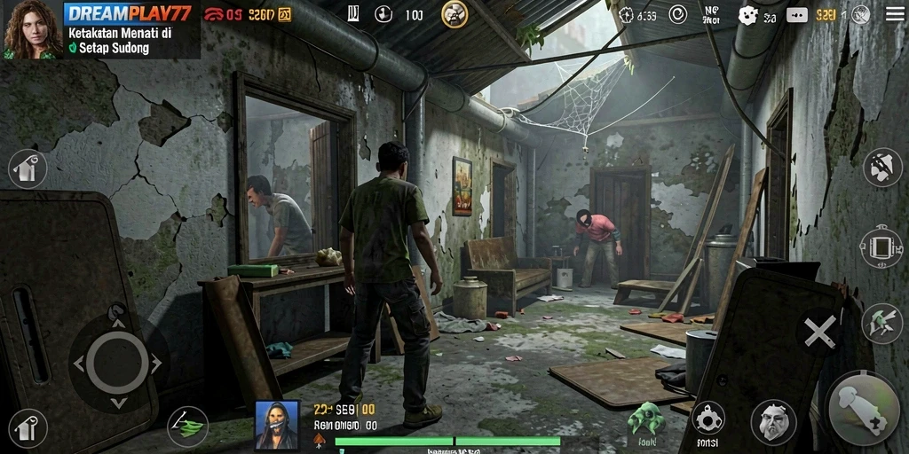 Tampilan gameplay DREAMPLAY77 dengan suasana Horror yang mendebarkan.