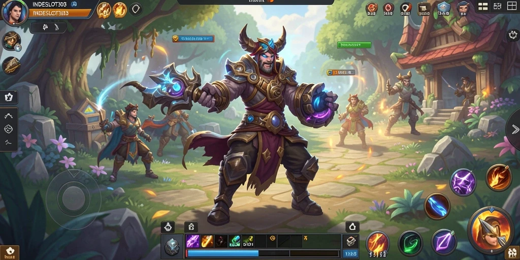 Tampilan gameplay seru dengan pertarungan epik di INDESLOT303.