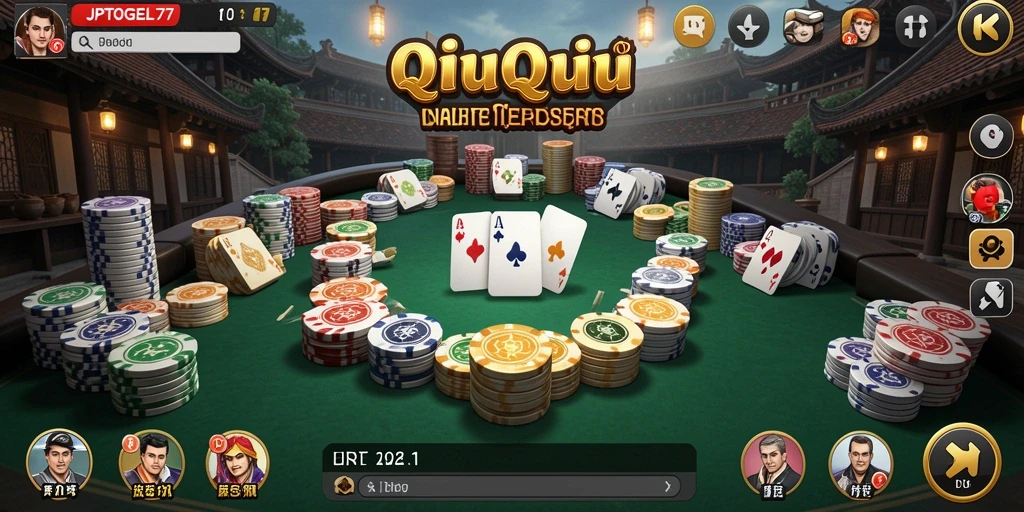 Screenshot gameplay JPTOGEL77 menampilkan aksi seru permainan QiuQiu.