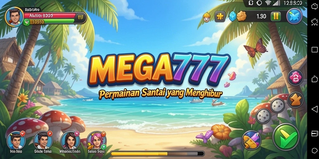 Tampilan gameplay MEGA777 yang menarik dan penuh warna.
