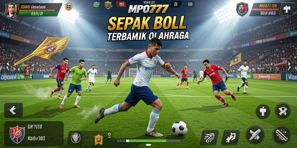 Tampilan gameplay seru di MPO777 dengan aksi sepak bola yang intens.