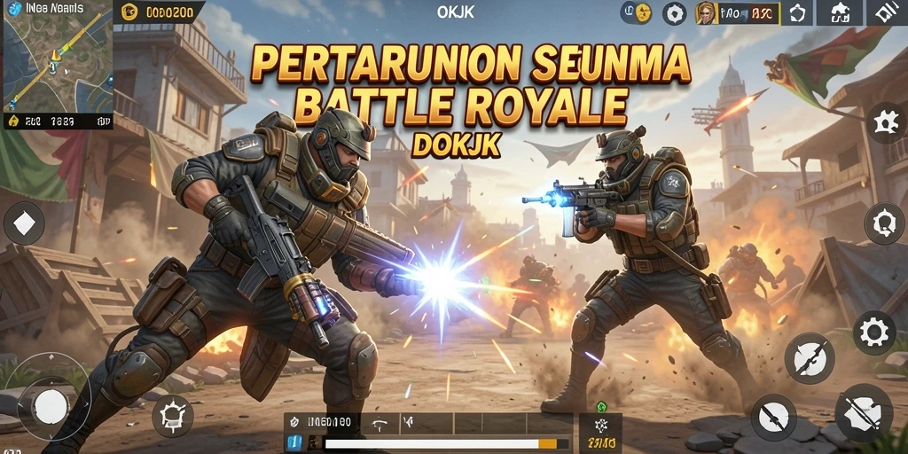 Tampilan gameplay seru dari OKJK dalam pertempuran Battle Royale.