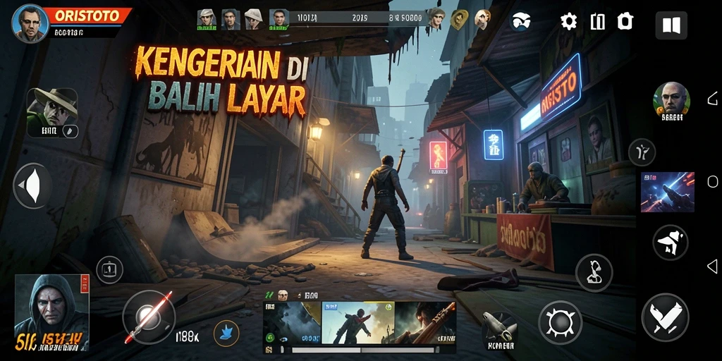 Screenshot menampilkan suasana menyeramkan dalam gameplay ORISTOTO.
