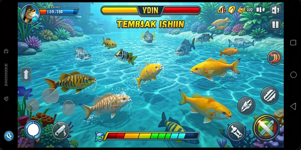 Tampilan utama gameplay RPIDWIN dengan aksi tembak ikan yang seru.