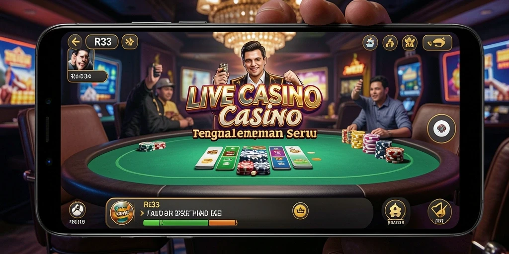 Screenshot gameplay menunjukkan suasana Live Casino yang mendebarkan.