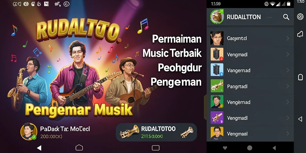 Screenshot RUDALTOTO menunjukkan gameplay musik yang seru dan interaktif.