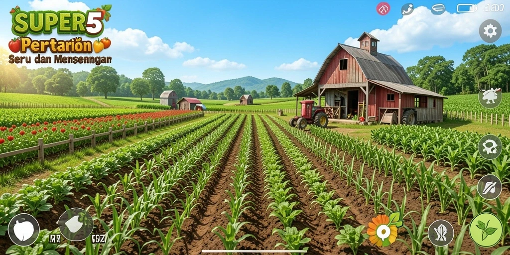 Gameplay seru saat bertani di SUPER5 dengan grafis yang menawan.
