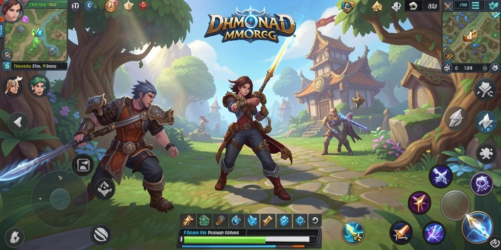 Screenshot V87 menampilkan pertarungan epik dalam dunia MMORPG.