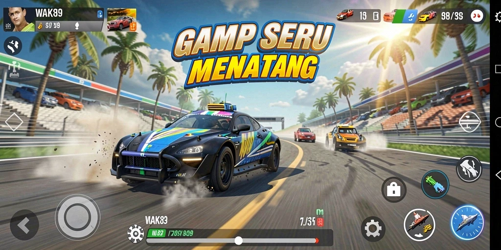 Tampilan gameplay <strong>WAK89</strong> yang mendebarkan saat balapan.
