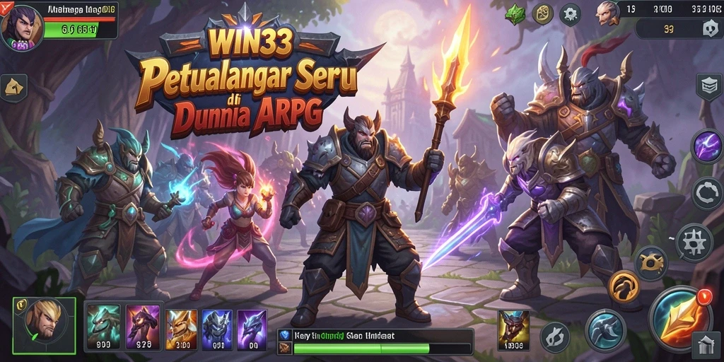 Screenshot gameplay WIN33 yang menunjukkan aksi pertarungan ARPG.